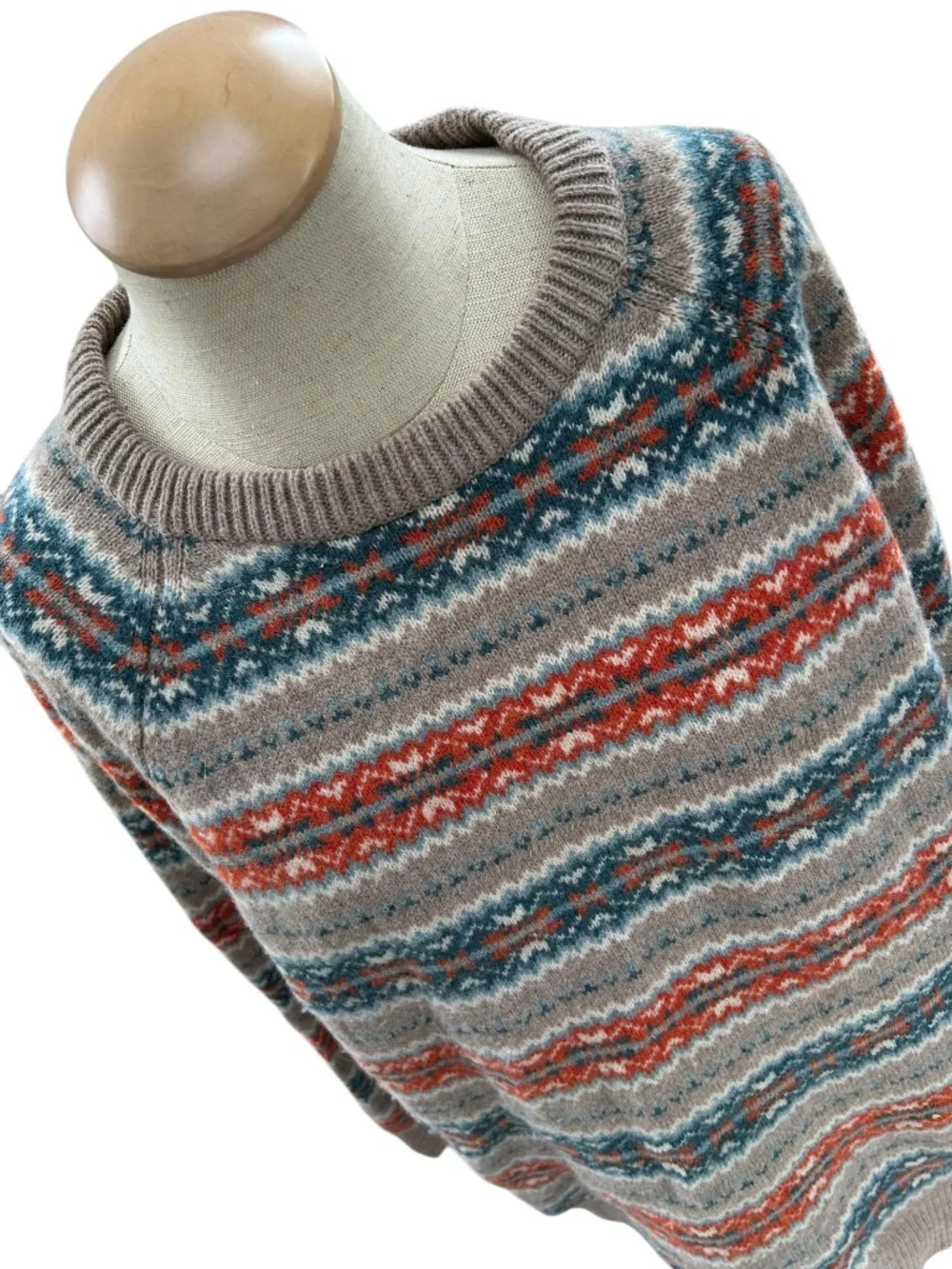 J. Crew teal orange Fair Isle lambswool mens Sweater XL